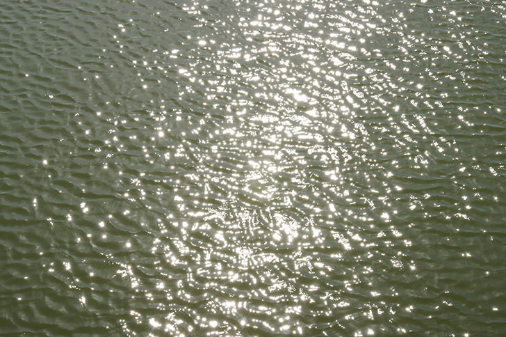 水面に映る光のフリー写真素材