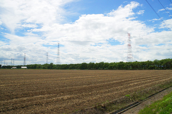 畑と青空のフリー写真素材