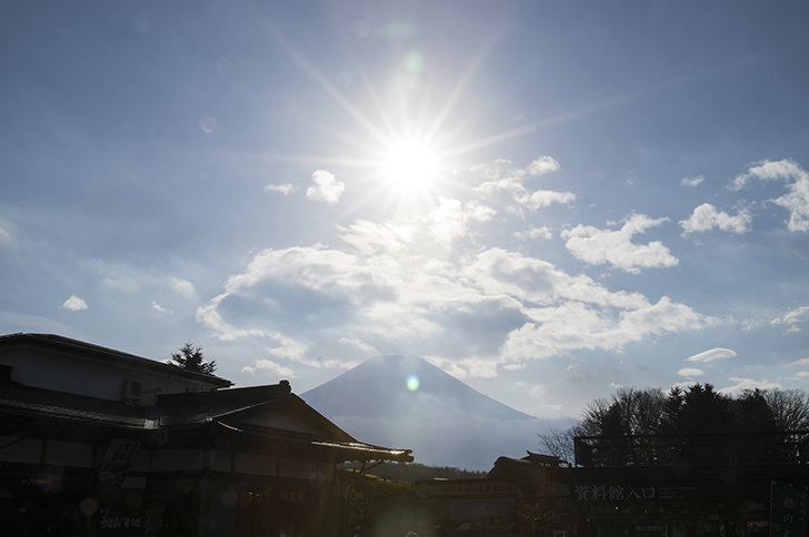 太陽と富士山のフリー写真素材