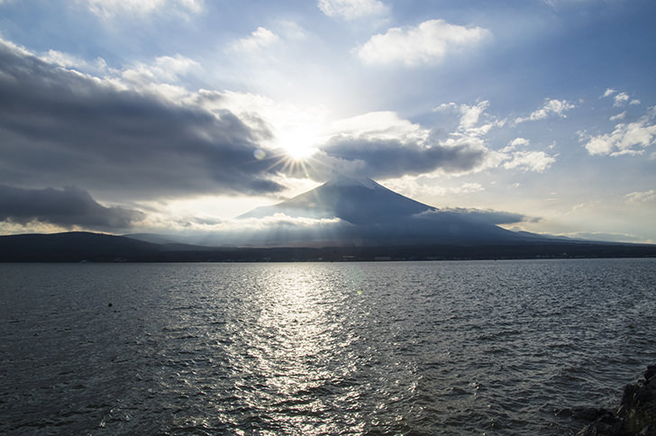 山中湖と富士山のフリー写真素材