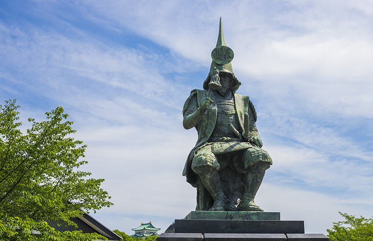 名古屋城の加藤清正像のフリー写真素材
