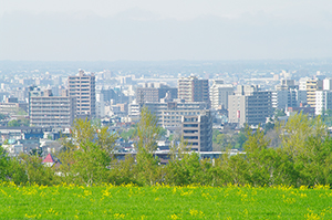 羊ヶ丘展望台から見える札幌市街のフリー写真素材