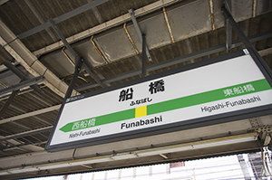 JR船橋駅名標のフリー写真素材