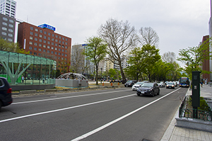 札幌大通公園付近の道路のフリー写真素材
