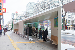 札幌市電（路面電車）停留場のフリー写真素材